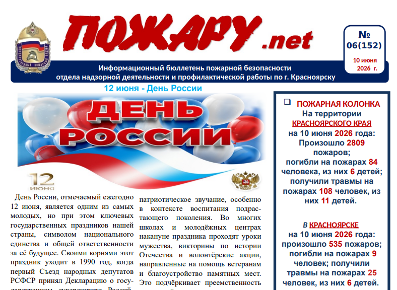 Информационный бюллетень пожарной безопасности № 6 от 10 июня 2026
