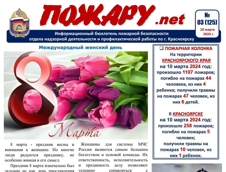 Информационный бюллетень пожарной безопасности № 2 от 10 марта 2024 