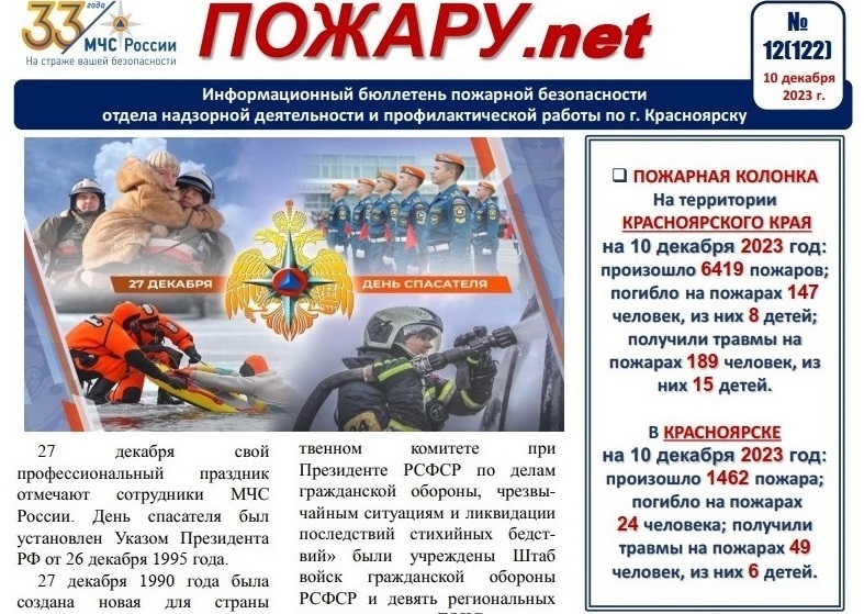 Информационный бюллетень пожарной безопасности № 12
